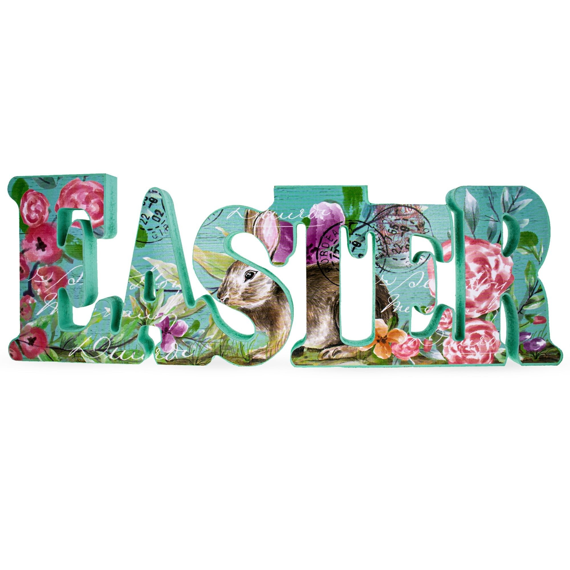 Wooden Sign Letters "Easter" Table Centerpiece 12.5 Inches Easter > Figurines La Vie Bien Wooden Sign Letters "Easter" Table Centerpiece 12.5 Inches
