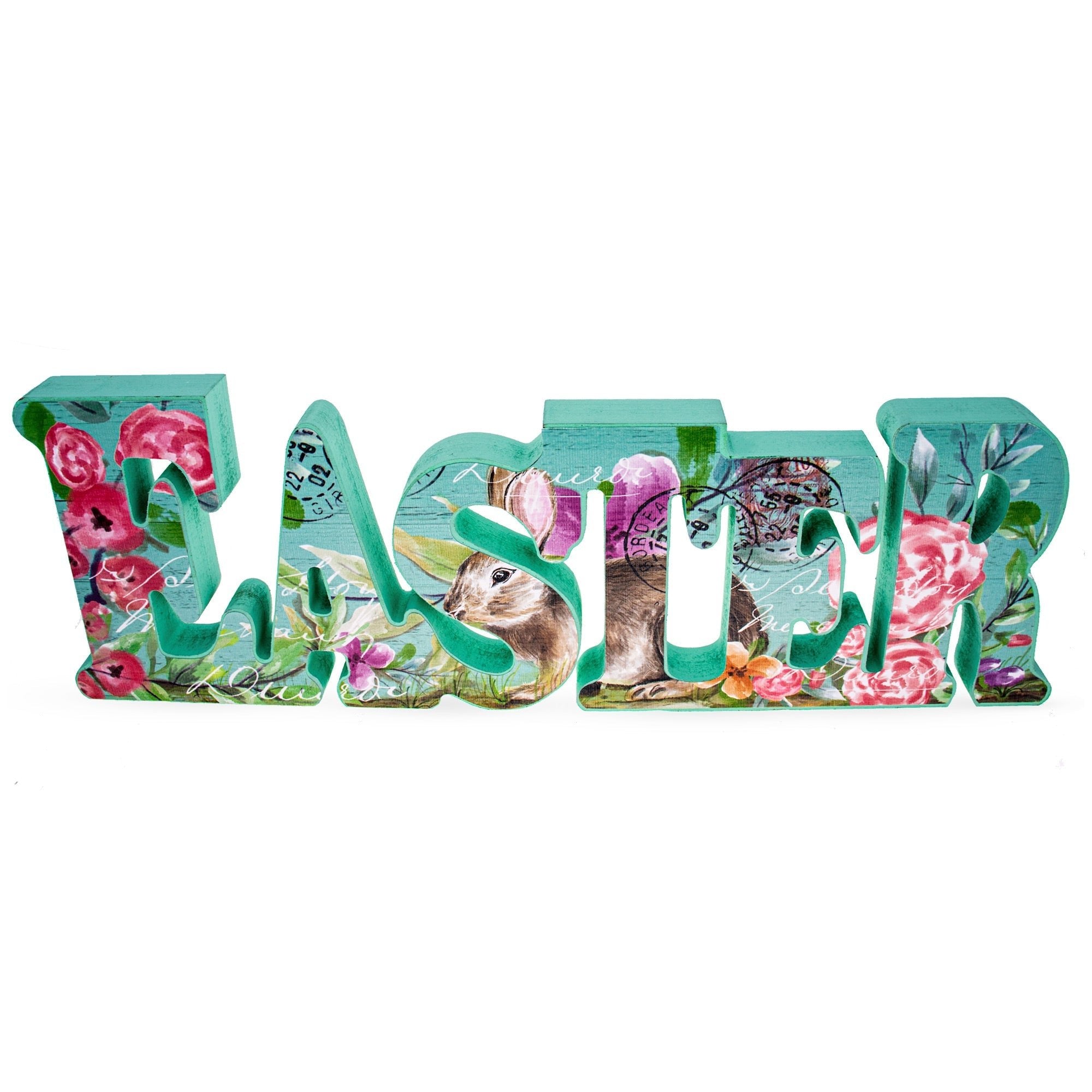 Wooden Sign Letters "Easter" Table Centerpiece 12.5 Inches Easter > Figurines La Vie Bien Wooden Sign Letters "Easter" Table Centerpiece 12.5 Inches