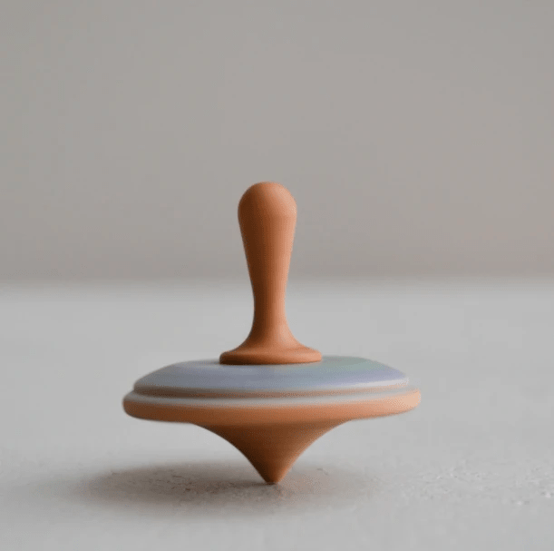 Wooden Spinning Top Toy painted by PoppyBabyCo