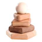 Wooden stacking toy in different shapes from 5 types of wood by PoppyBabyCo