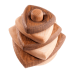 Wooden stacking toy in triangle shape from 2 types of wood by PoppyBabyCo