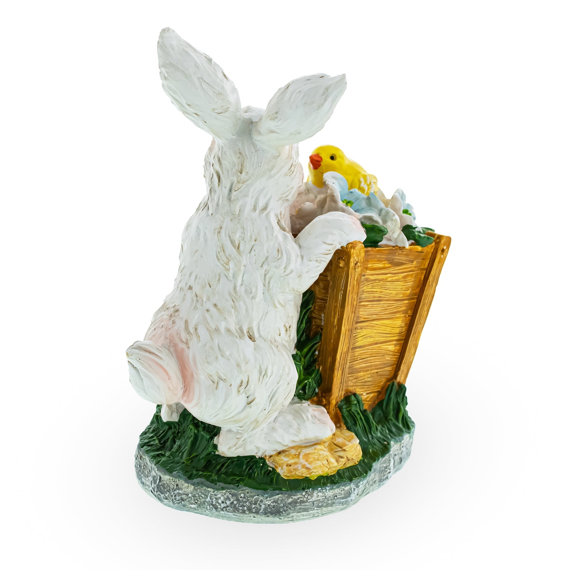 Wooden-Style Easter Bunny and Chick Figurine - 7" Spring Planter Decor Easter > Figurines > Bunnies La Vie Bien Wooden-Style Easter Bunny and Chick Figurine - 7" Spring Planter Decor