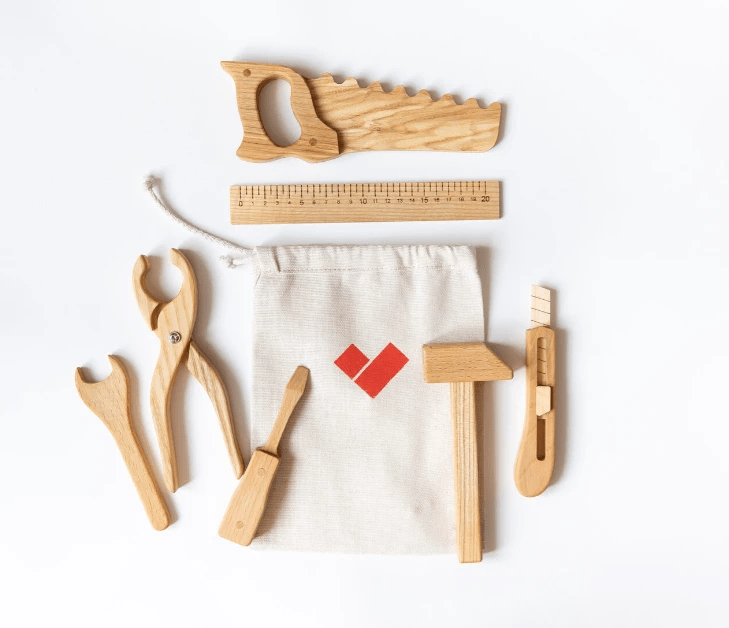 Wooden Tool Kit For Toddlers by PoppyBabyCo