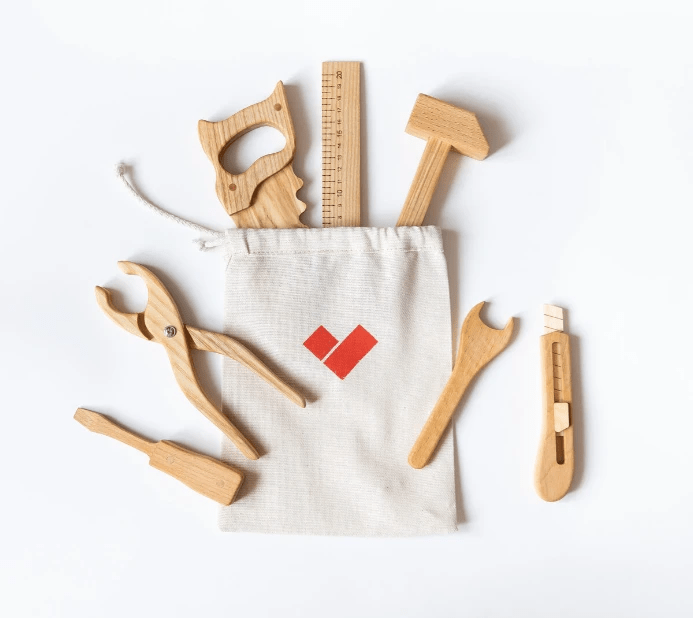 Wooden Tool Kit For Toddlers by PoppyBabyCo