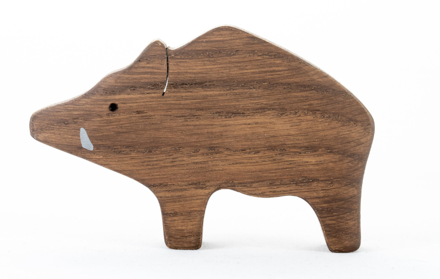 Handmade Wooden Boar Figurine