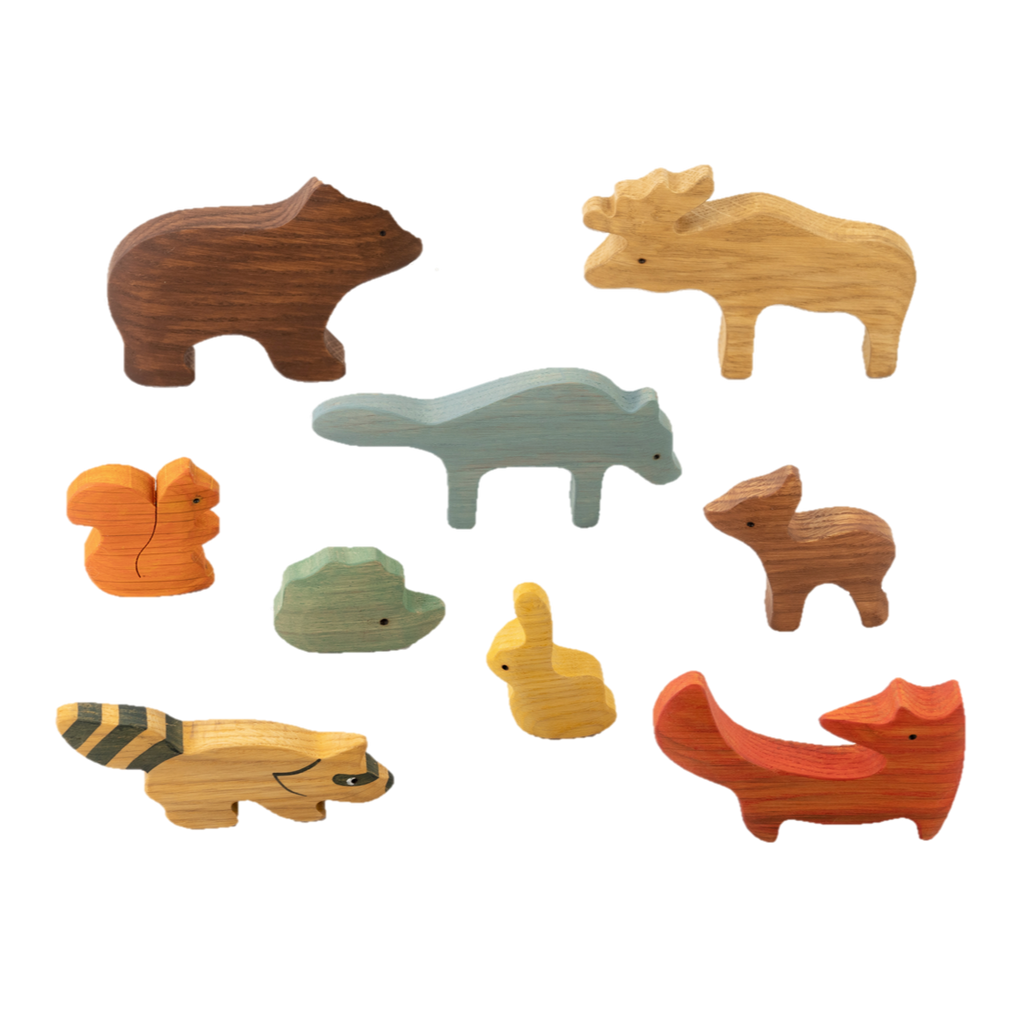 Wooden Woodland Animals set of 9
