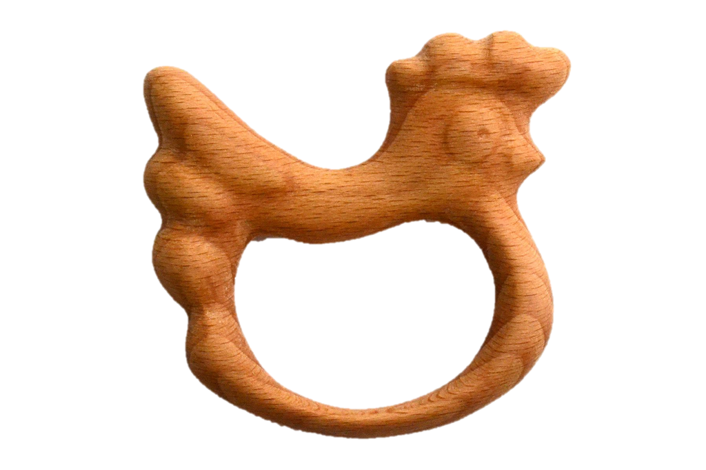 Organic Wooden Rattle-Teether Hen