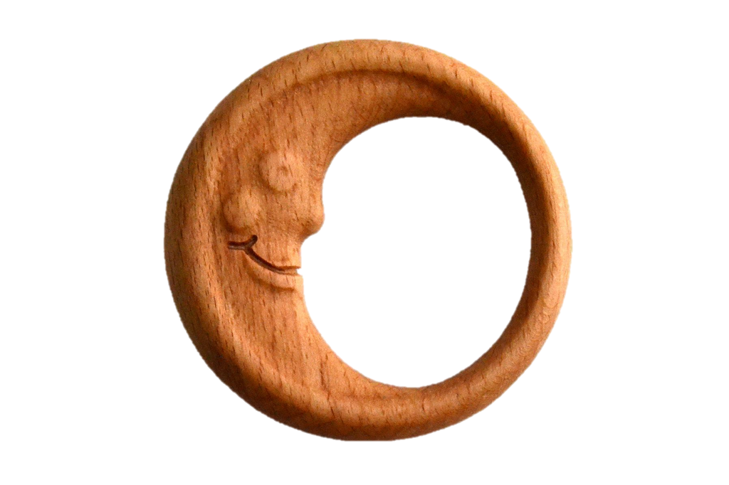 Wooden Rattle Teether — Moon Teething Ring