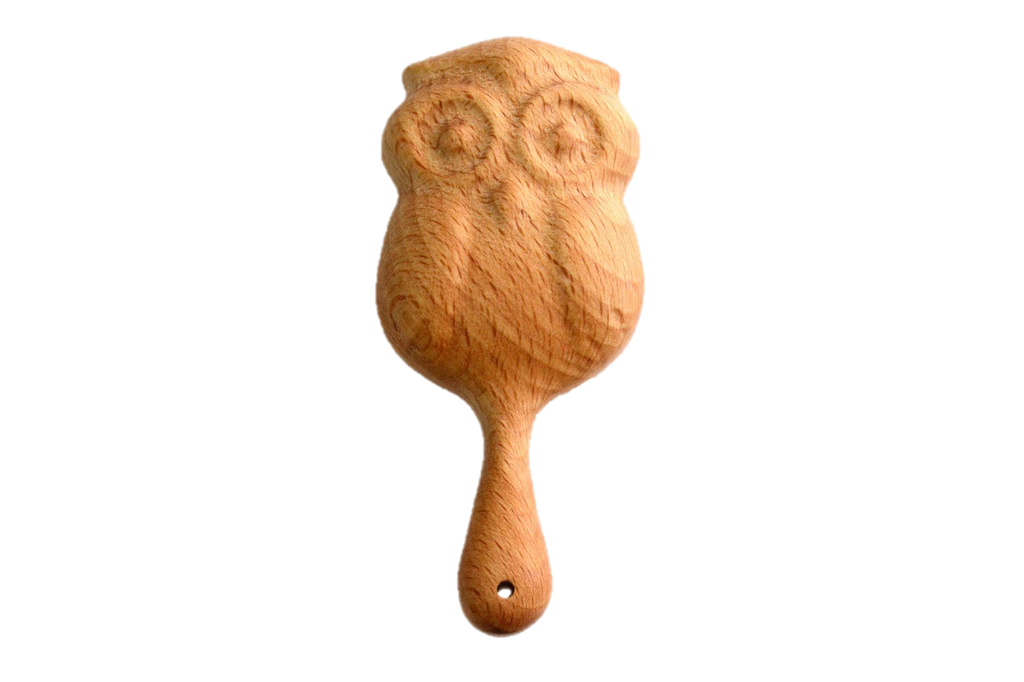 Organic Wooden Rattle toy Owl