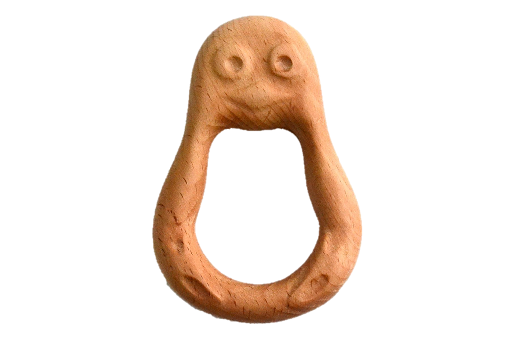 Organic Wooden Rattle-Teether Penguin