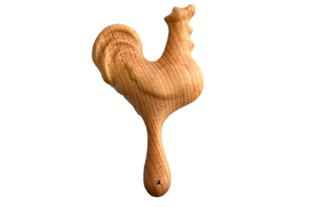 Organic Wooden Rattle toy Proud Rooster