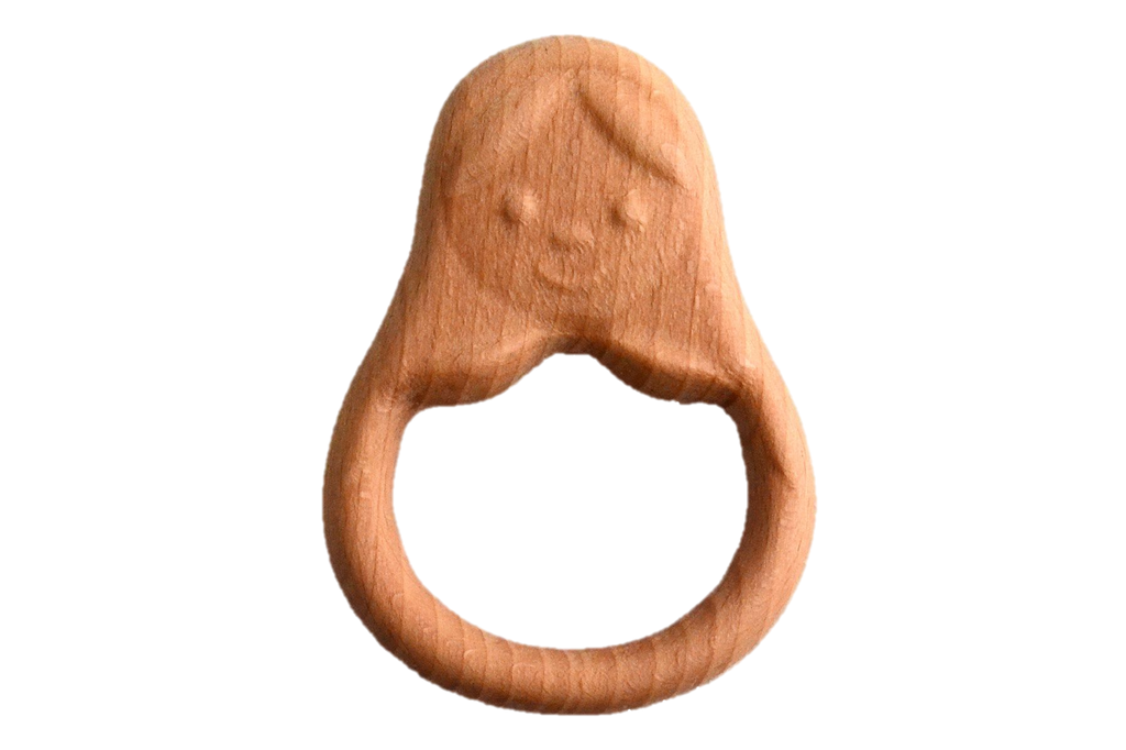 Organic Wooden Rattle-Teether Doll