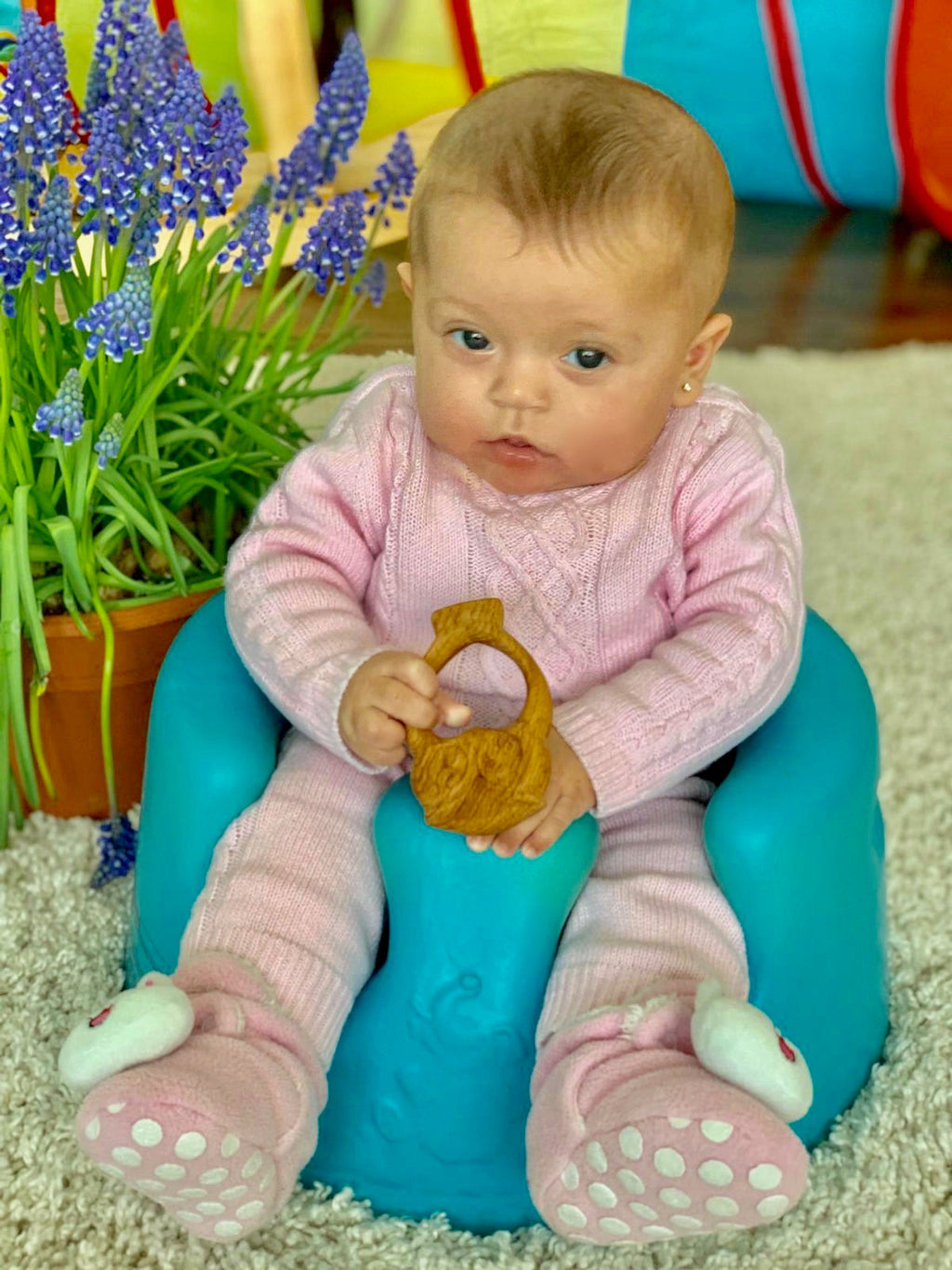 Organic Wooden Rattle-Teether Owl