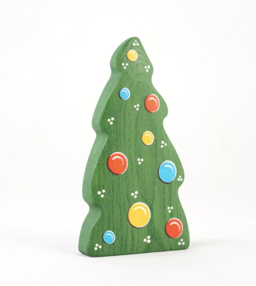 Wooden Christmas tree toy with ornaments