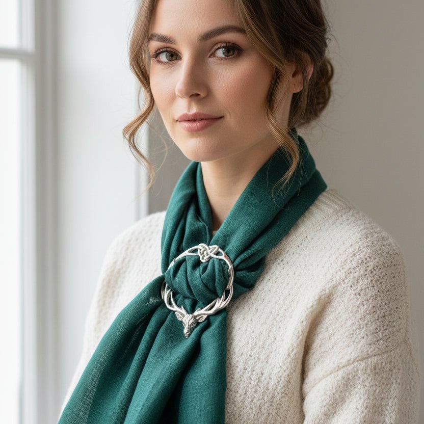 Woodland Stag Pewter Scarf Ring - Handmade in England Scarf Ring La Vie Bien Woodland Stag Pewter Scarf Ring - Handmade in England