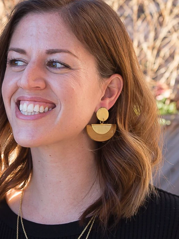Chord Geometric Wood Studs - Brass by Fair Anita