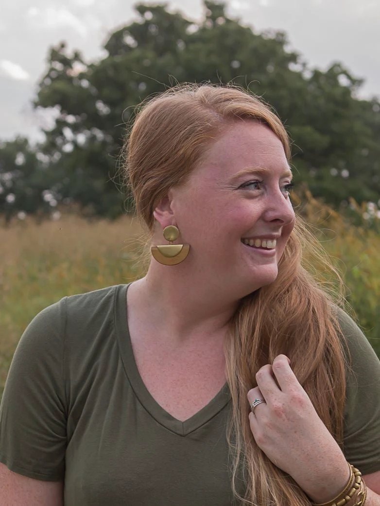 Chord Geometric Wood Studs - Brass by Fair Anita