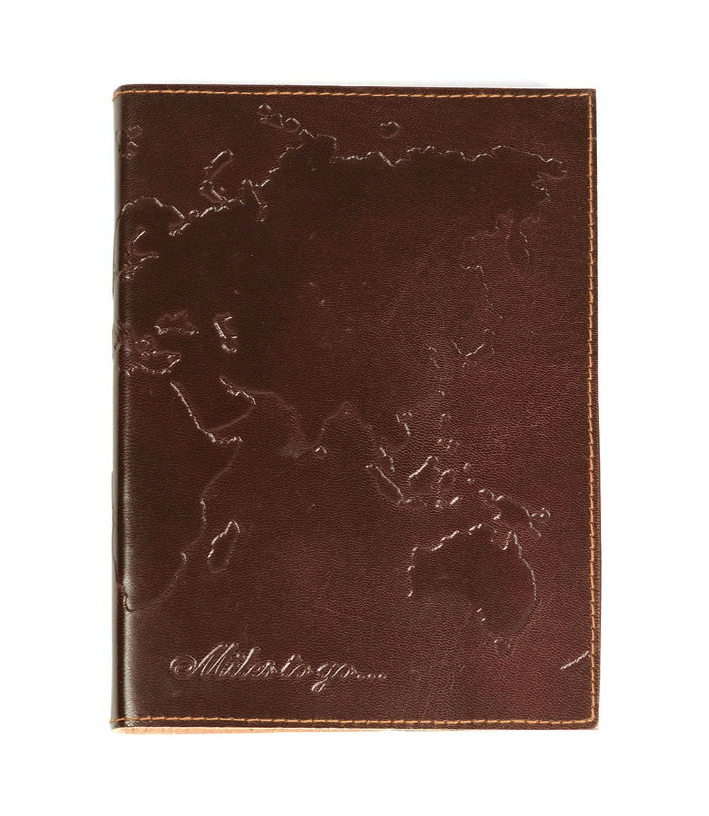 World 5x7 Leather Journal - Refillable Recycled Paper HME stock line La Vie Bien World 5x7 Leather Journal - Refillable Recycled Paper
