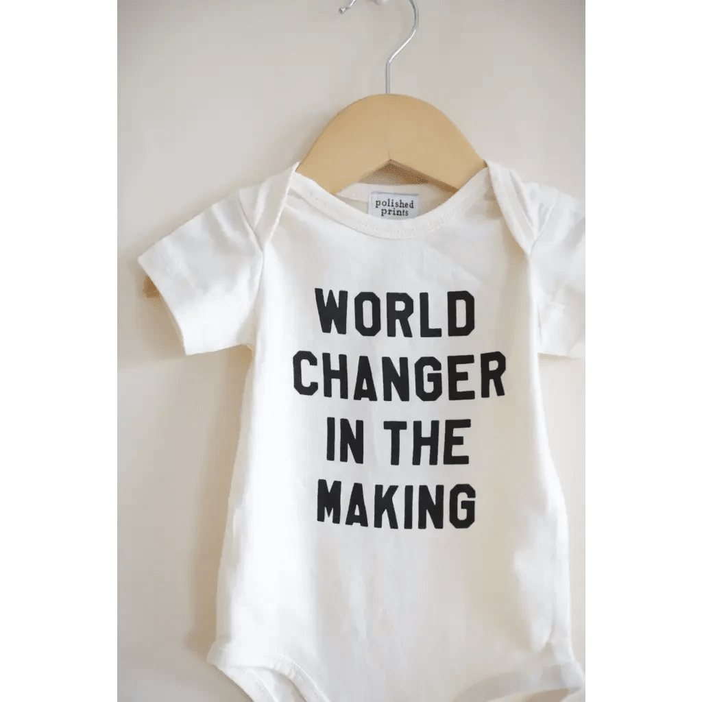 World Changer Organic Cotton baby Onesie by Polished Prints
