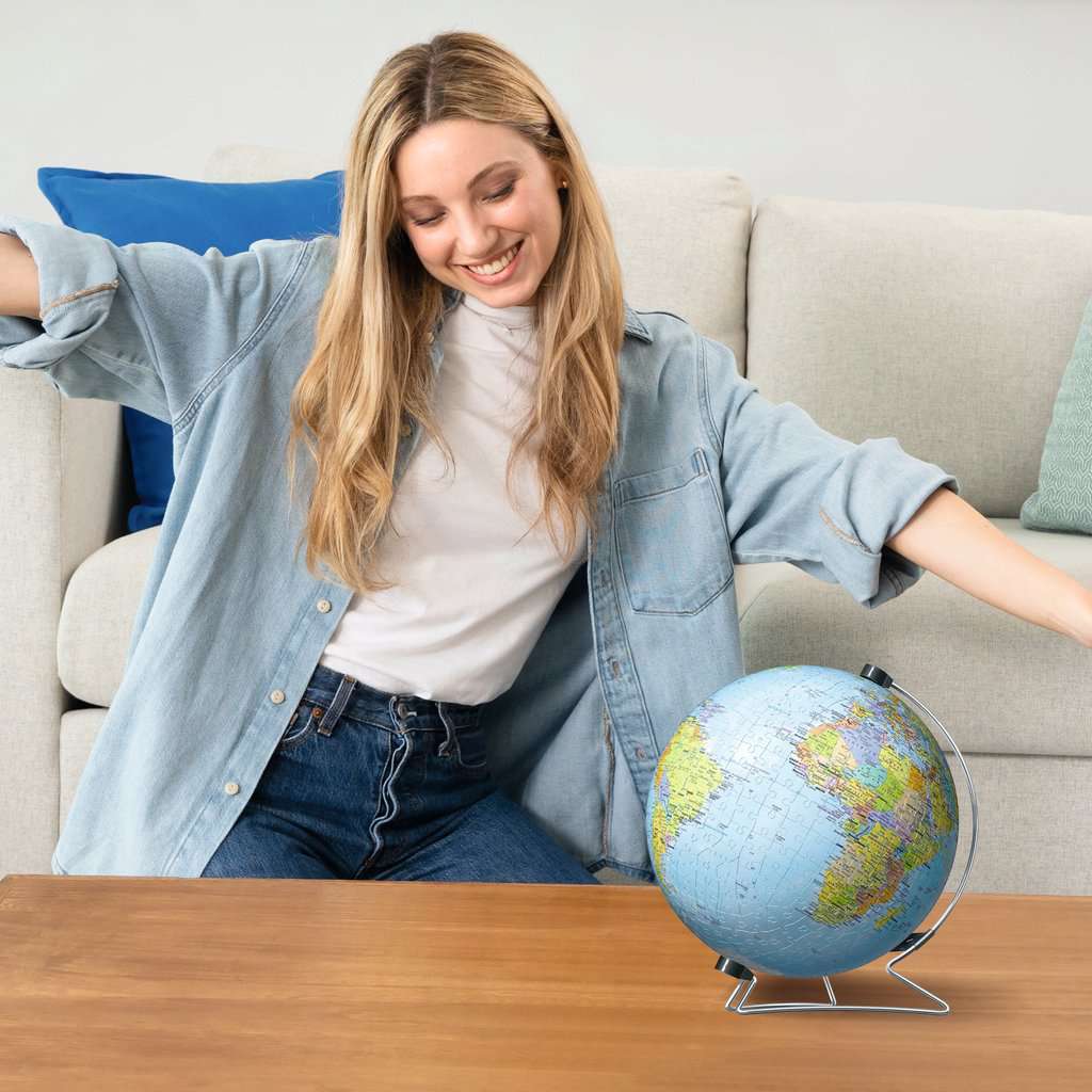 World Globe with Stand 550 Piece 3D Jigsaw Puzzle Ravensburger Jigsaw Puzzle La Vie Bien World Globe with Stand 550 Piece 3D Jigsaw Puzzle Ravensburger