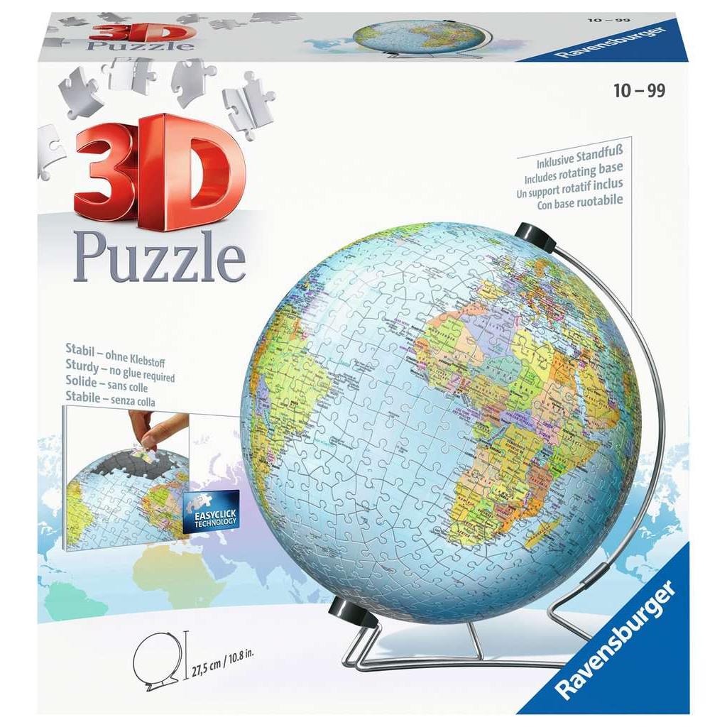 World Globe with Stand 550 Piece 3D Jigsaw Puzzle Ravensburger Jigsaw Puzzle La Vie Bien World Globe with Stand 550 Piece 3D Jigsaw Puzzle Ravensburger