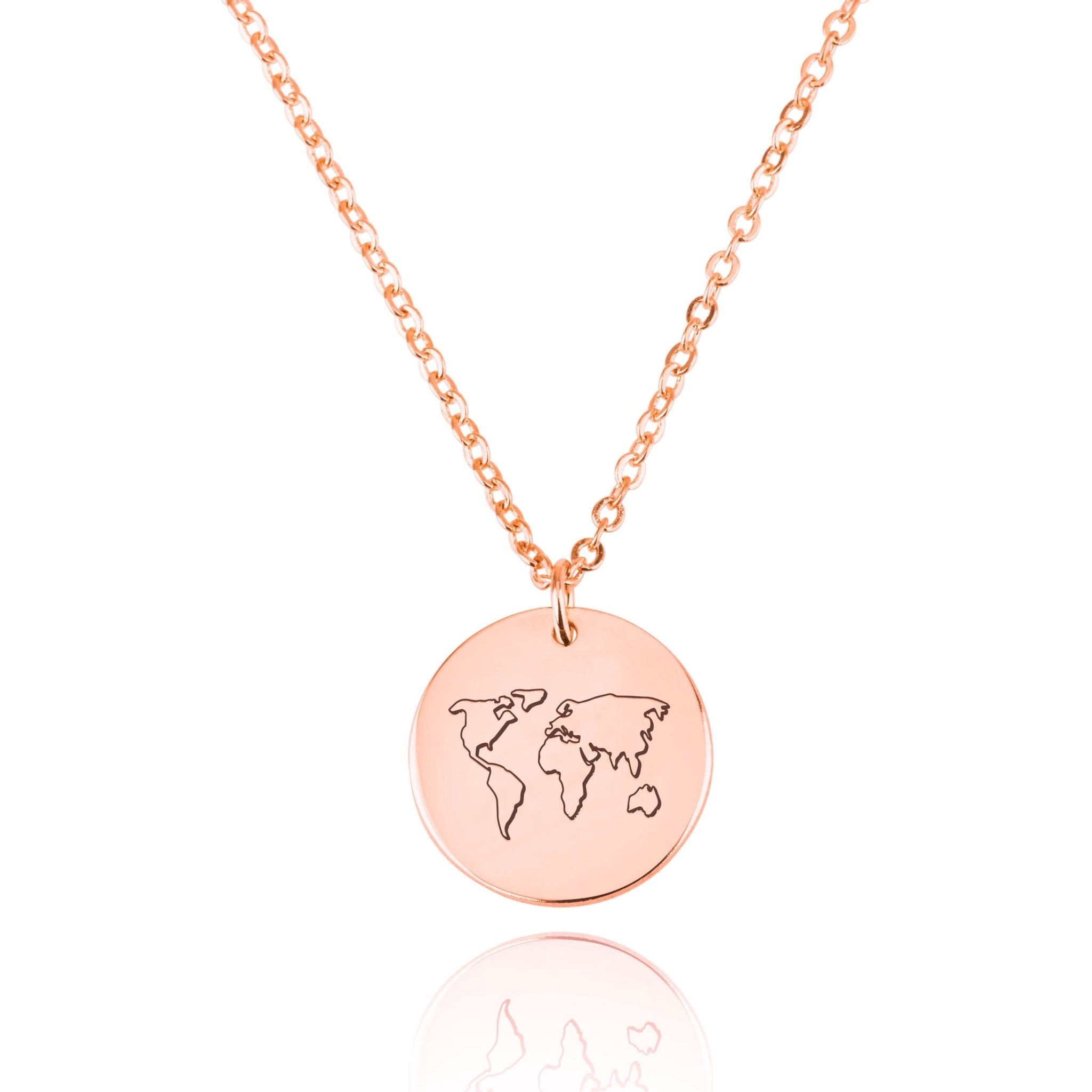 World Map Engraving Disc Necklace La Vie Bien World Map Engraving Disc Necklace