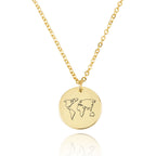 World Map Engraving Disc Necklace La Vie Bien World Map Engraving Disc Necklace