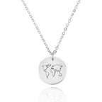 World Map Engraving Disc Necklace La Vie Bien World Map Engraving Disc Necklace