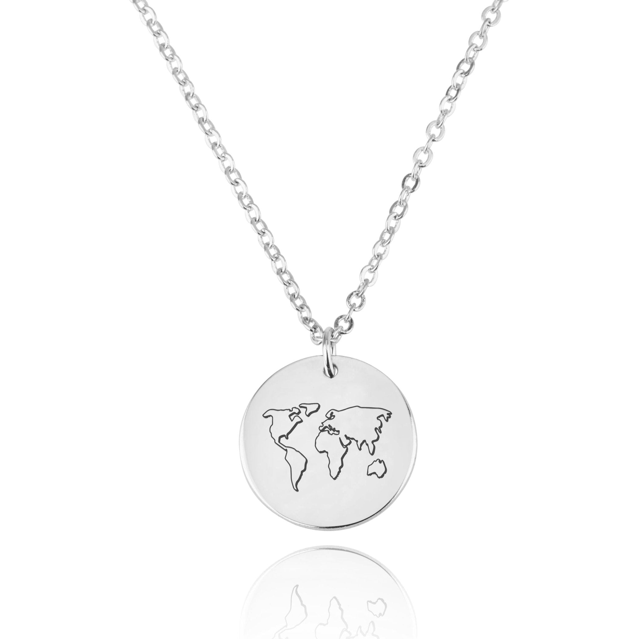 World Map Engraving Disc Necklace La Vie Bien World Map Engraving Disc Necklace