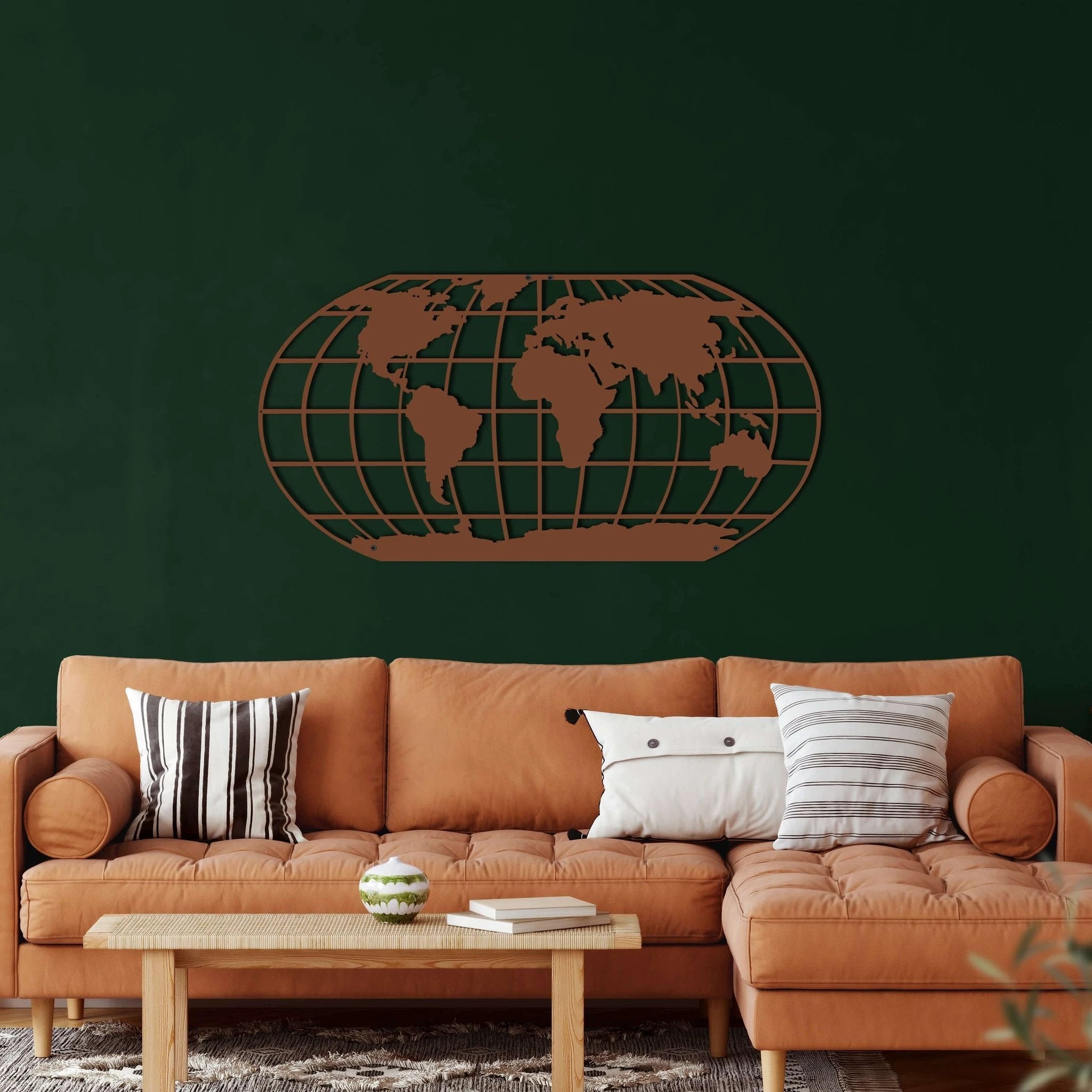 World Map Meridian Metal Wall Art by Dekadron
