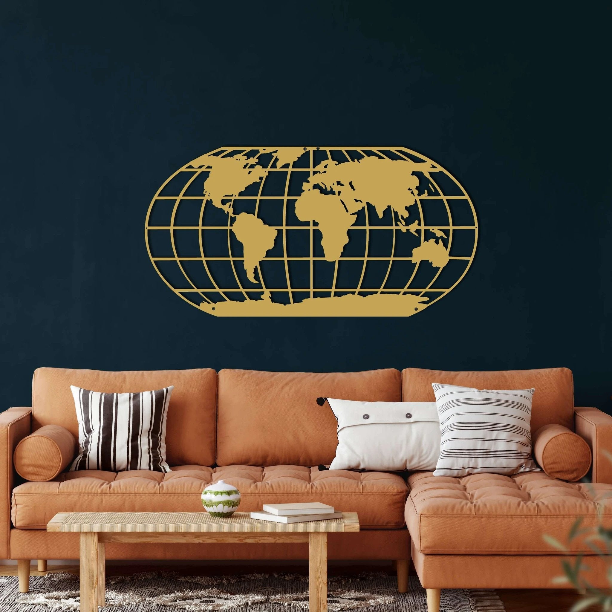 World Map Meridian Metal Wall Art by Dekadron