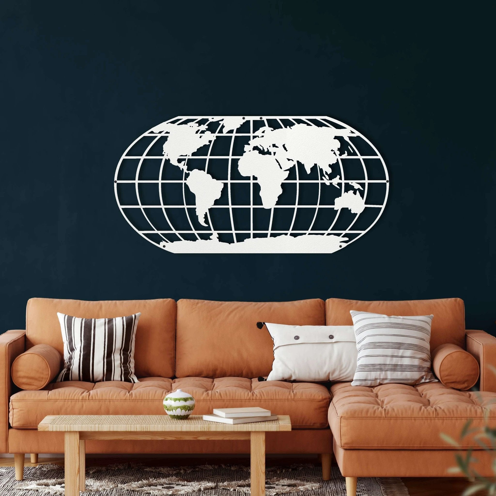 World Map Meridian Metal Wall Art by Dekadron