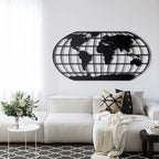 World Map Meridian Metal Wall Art by Dekadron