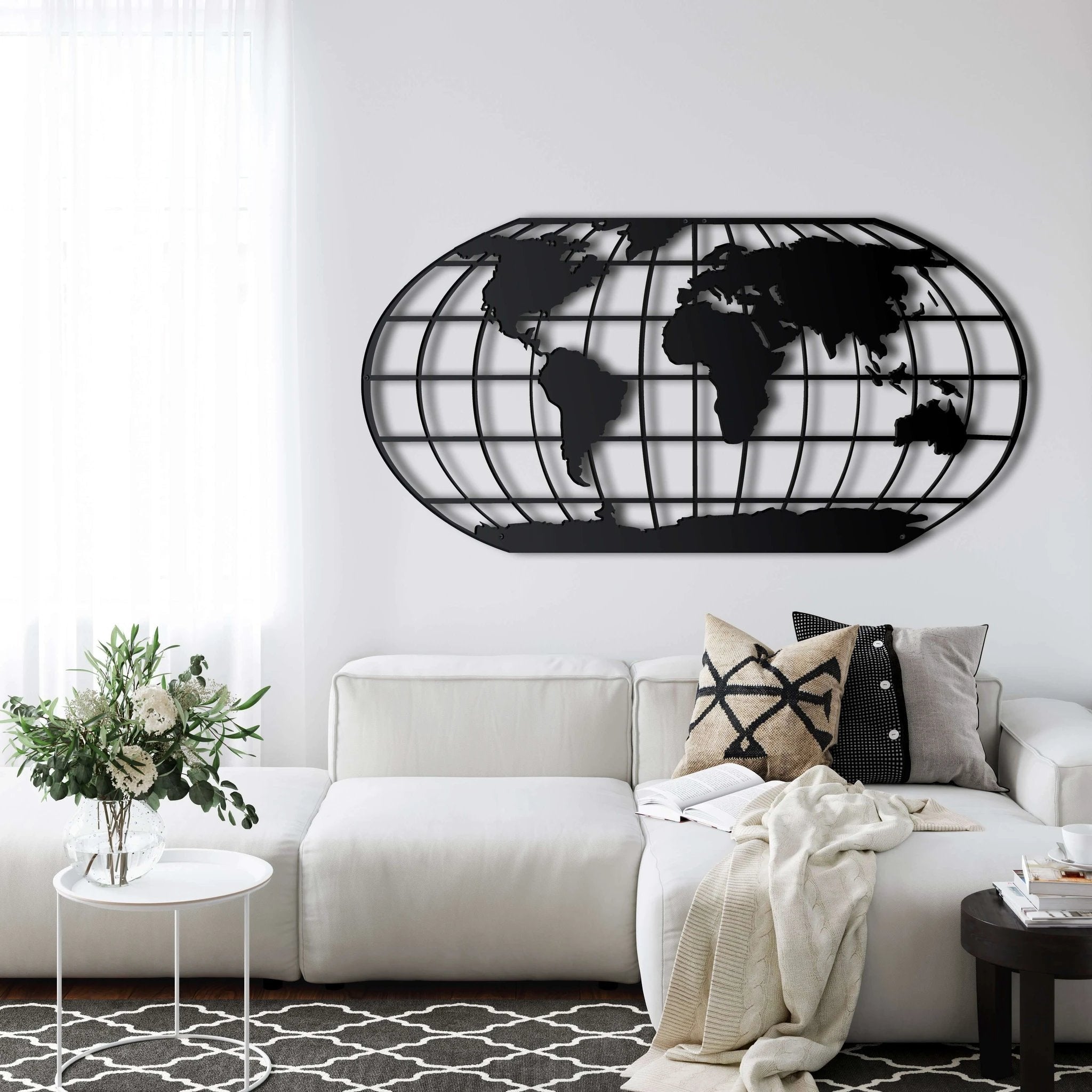 World Map Meridian Metal Wall Art by Dekadron