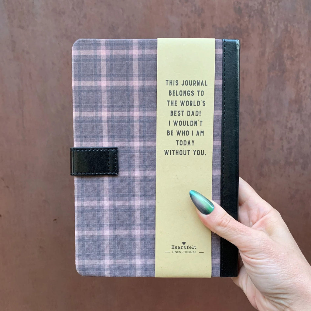 World's Best Dad Strap Journal | Gifts for Him | Plaid Vegan Leather Bound by The Bullish Store