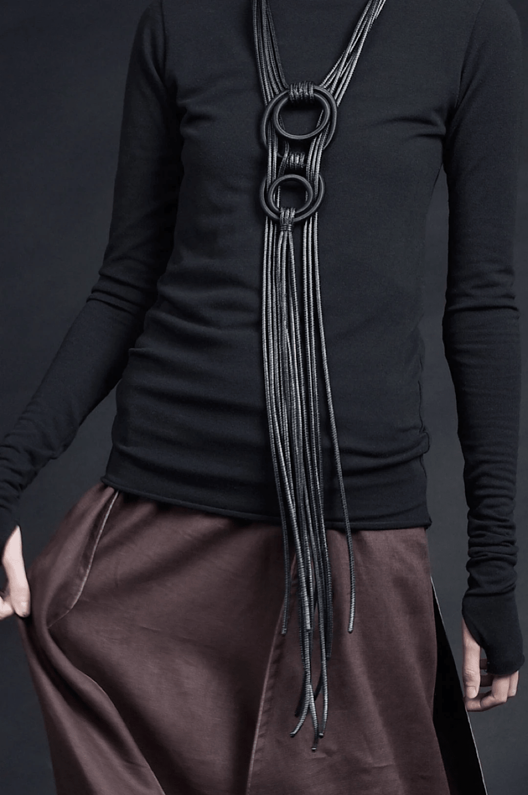 Worn Two Ways Black Leather Necklace
