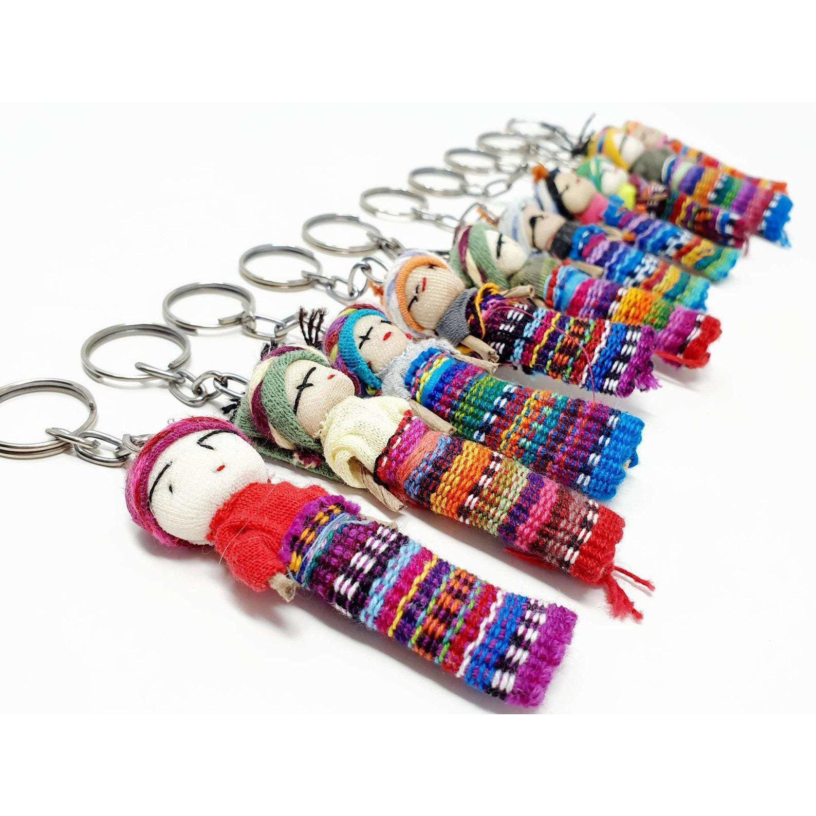 Worry Doll Boho Key Chain | Handmade Multicolor Charm from Guatemala Keychains La Vie Bien Worry Doll Boho Key Chain | Handmade Multicolor Charm from Guatemala