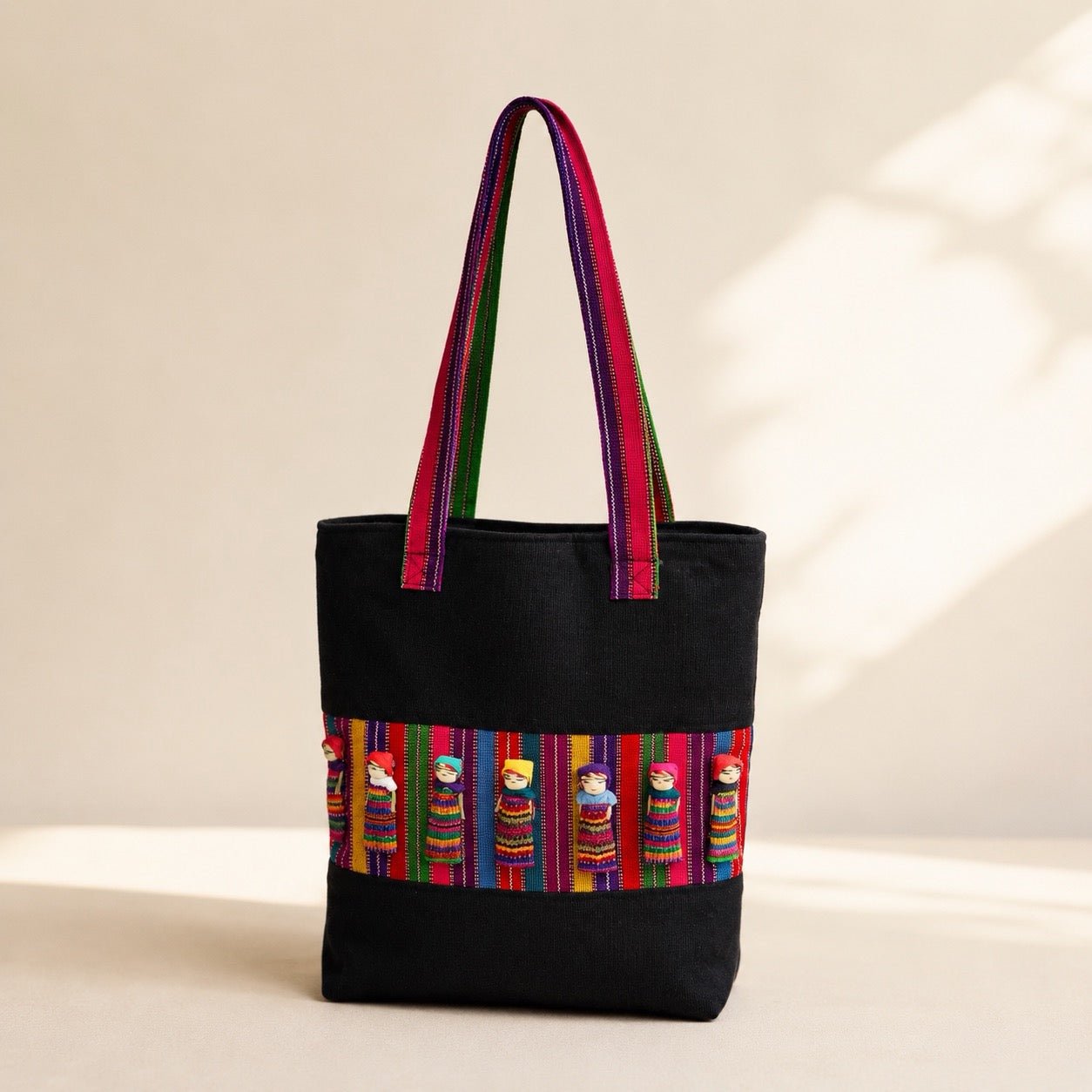 Worry Doll Carry-All Woven Tote - Guatemala Tote La Vie Bien Worry Doll Carry-All Woven Tote - Guatemala