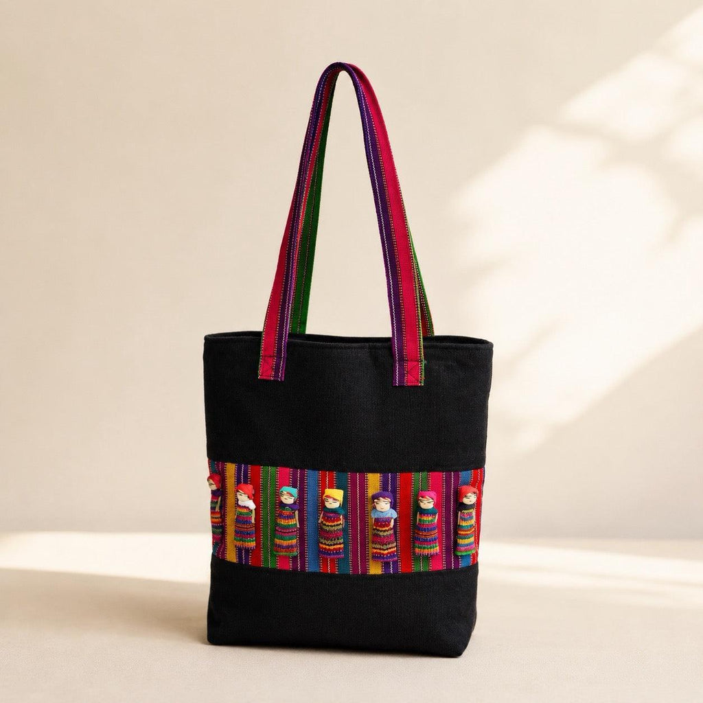 Worry Doll Carry-All Woven Tote - Guatemala Tote La Vie Bien Worry Doll Carry-All Woven Tote - Guatemala