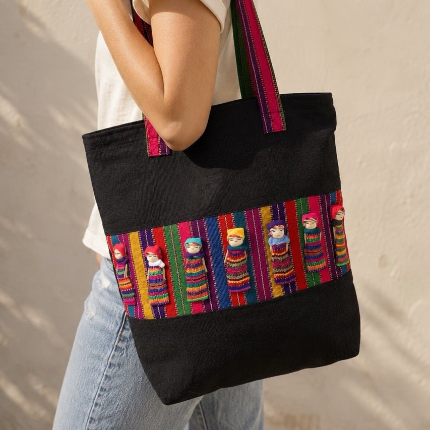 Worry Doll Carry-All Woven Tote - Guatemala Tote La Vie Bien Worry Doll Carry-All Woven Tote - Guatemala