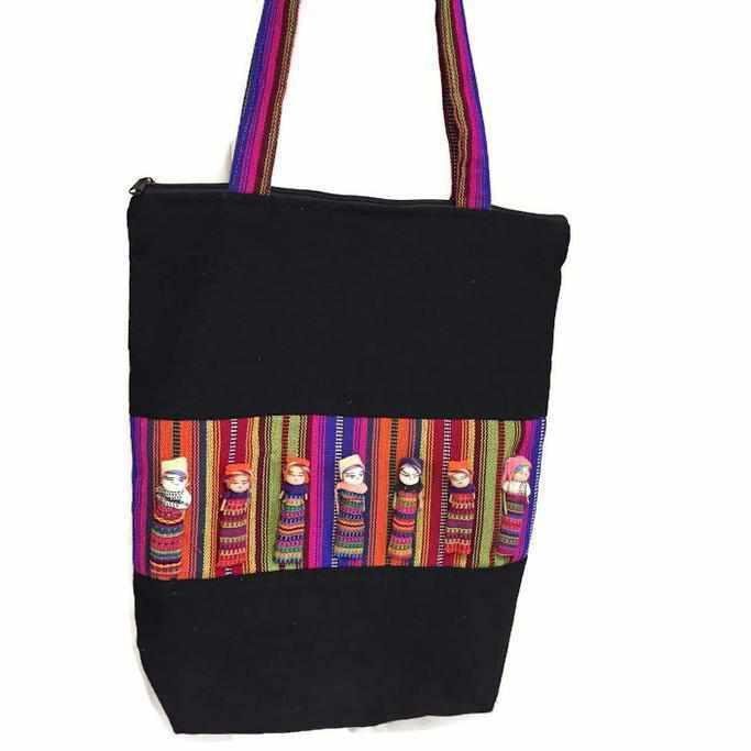 Worry Doll Carry-All Woven Tote - Guatemala Tote La Vie Bien Worry Doll Carry-All Woven Tote - Guatemala