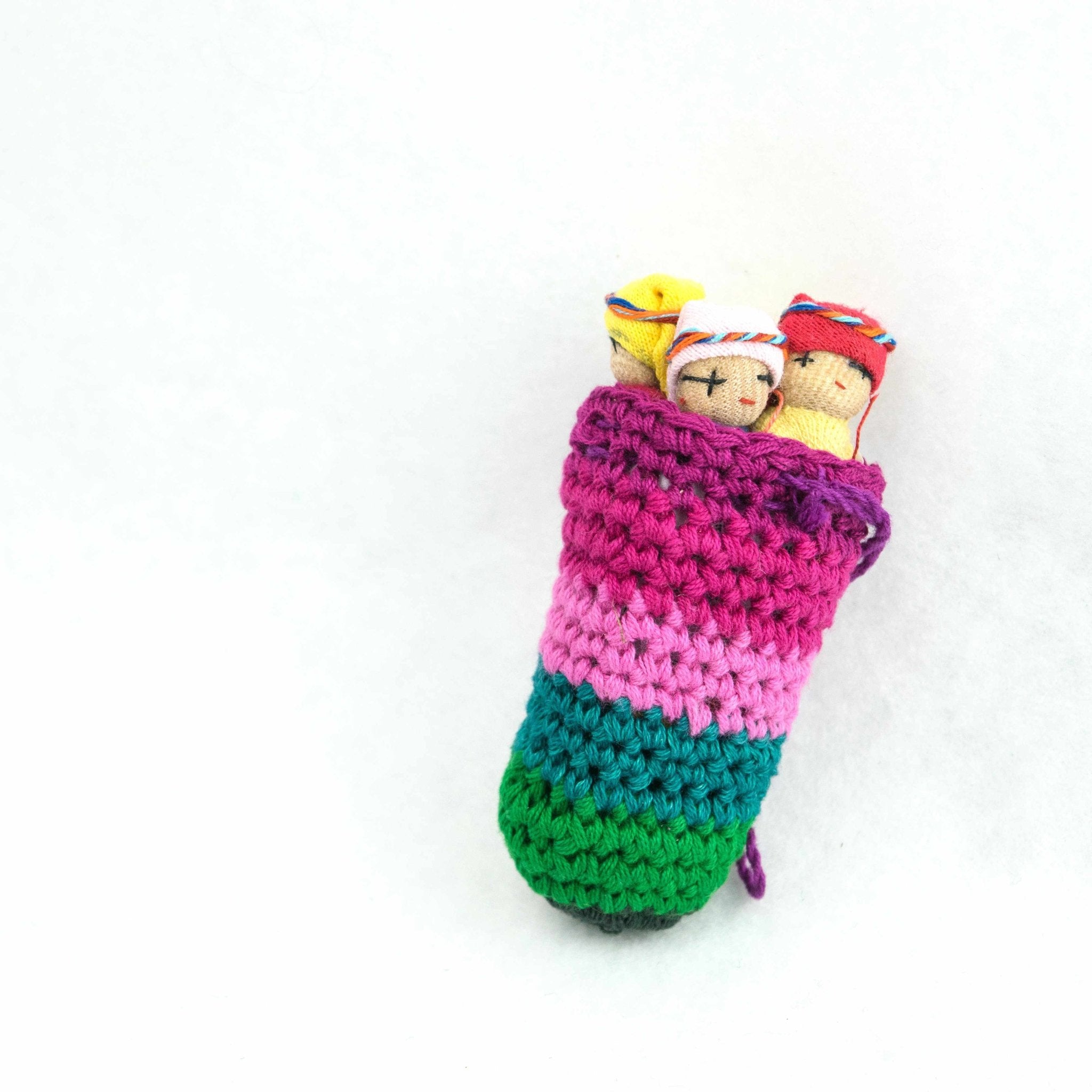 Worry Doll Crochet Pouch with Four Dolls - Guatemala Accessories La Vie Bien Worry Doll Crochet Pouch with Four Dolls - Guatemala