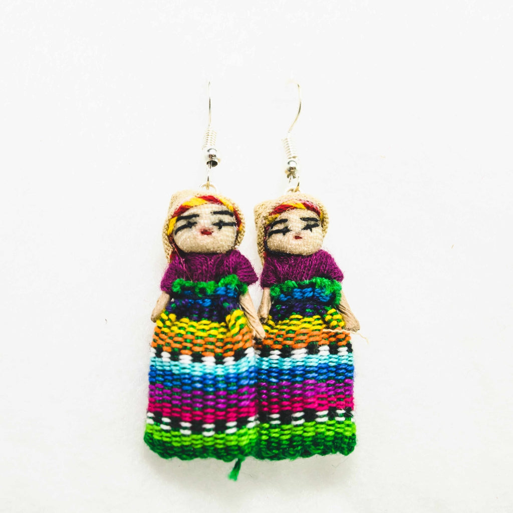 Worry Doll Multicolor Boho Earrings - Guatemala Jewelry La Vie Bien Worry Doll Multicolor Boho Earrings - Guatemala