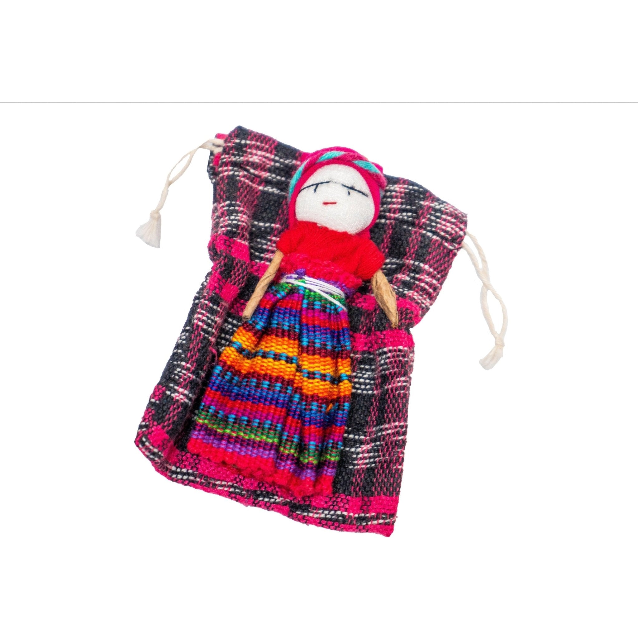 Worry Doll Ornament with Gift Bag + Story - Guatemala Decor La Vie Bien Worry Doll Ornament with Gift Bag + Story - Guatemala