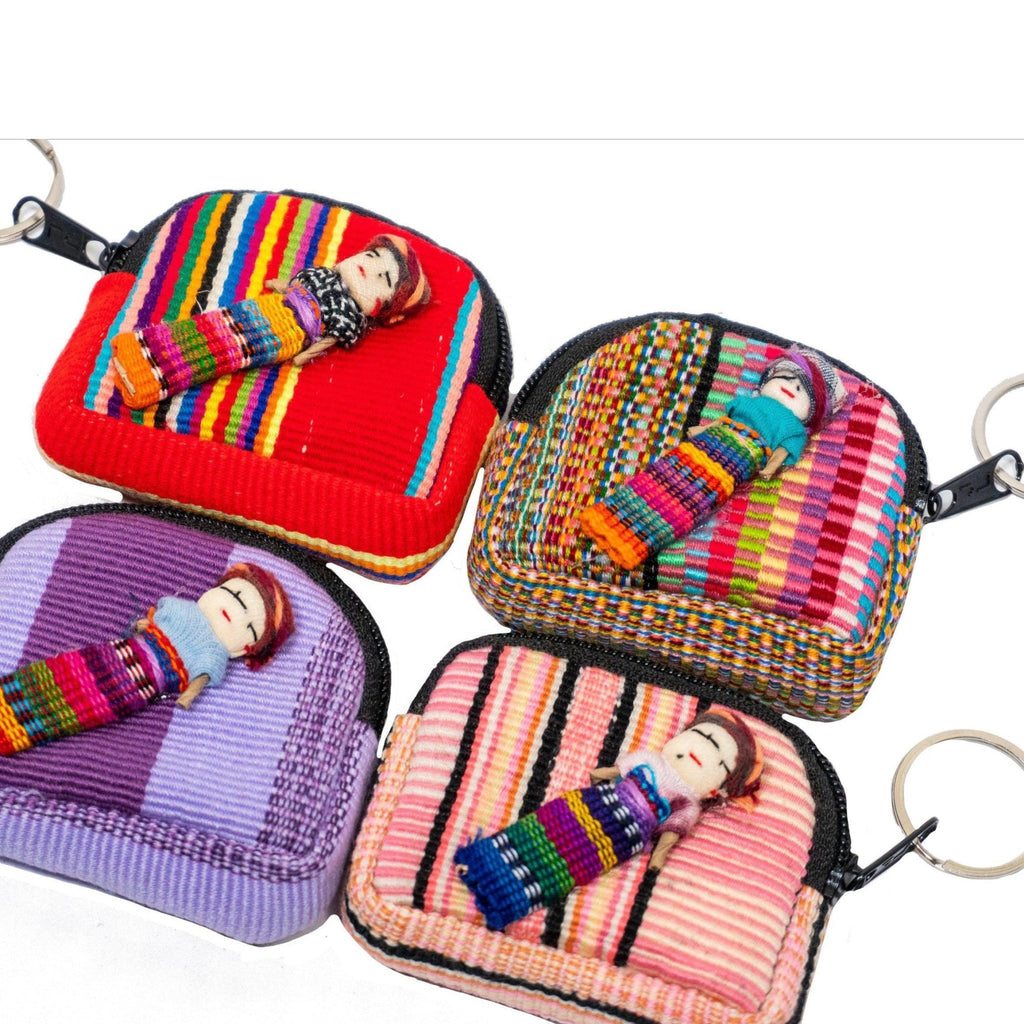 Worry Doll Tiny Bag Keychain | Coin Purse | AirPod Bag - Guatemala Bags La Vie Bien Worry Doll Tiny Bag Keychain | Coin Purse | AirPod Bag - Guatemala