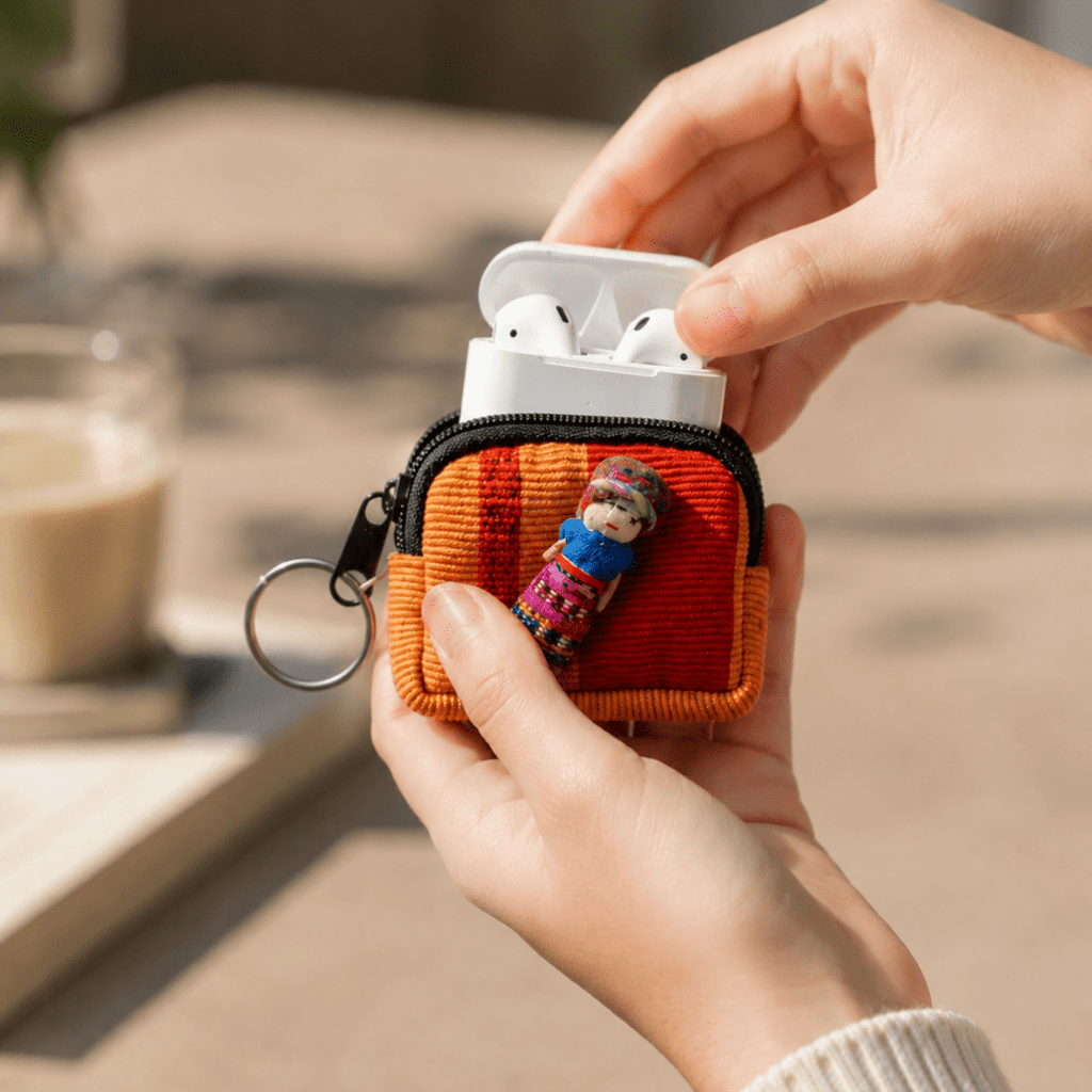 Worry Doll Tiny Bag Keychain | Coin Purse | AirPod Bag - Guatemala Worry Doll La Vie Bien Worry Doll Tiny Bag Keychain | Coin Purse | AirPod Bag - Guatemala