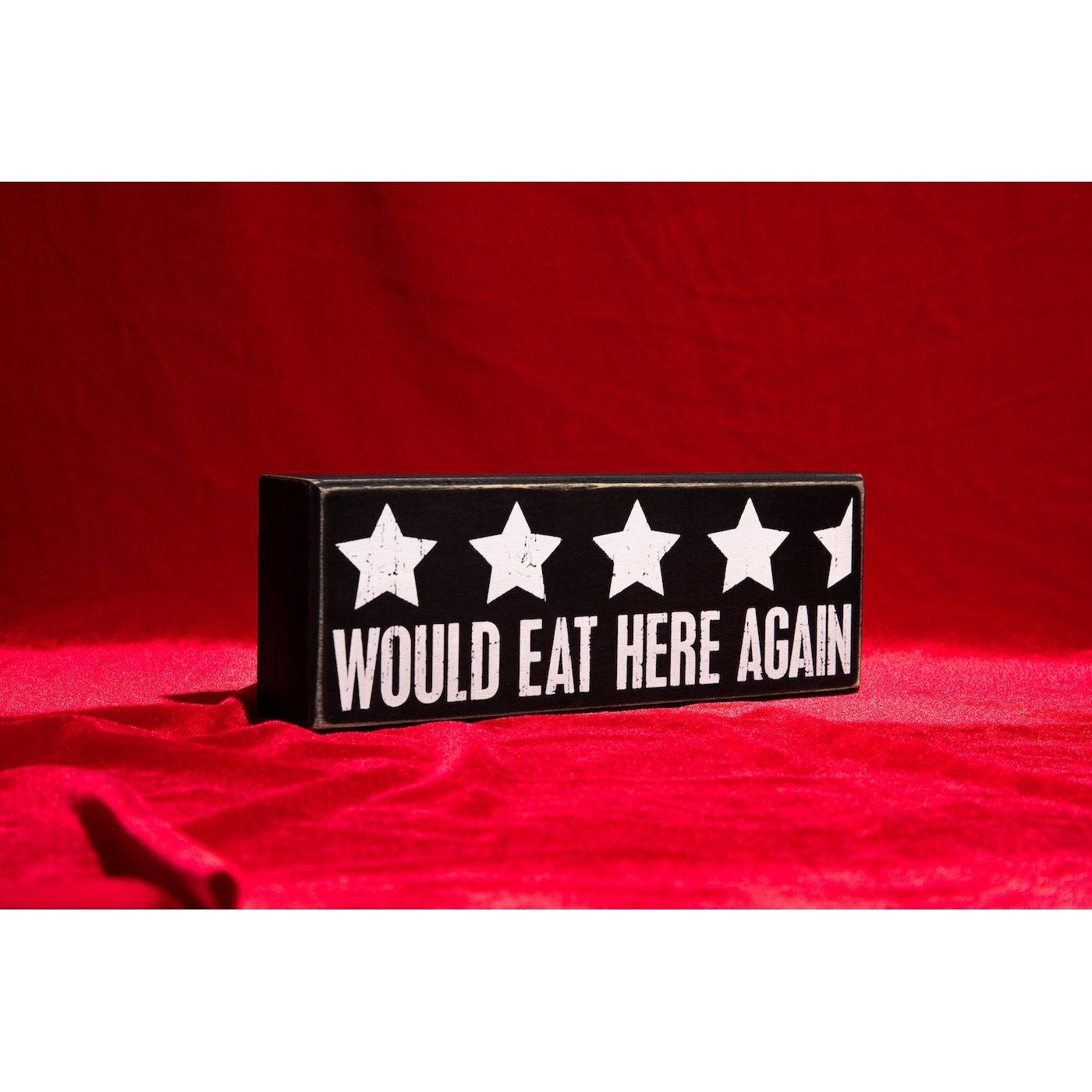 Would Eat Here Again 4.5 Stars Wooden Box Sign | 9" x 3.25" Decor La Vie Bien Would Eat Here Again 4.5 Stars Wooden Box Sign | 9" x 3.25"