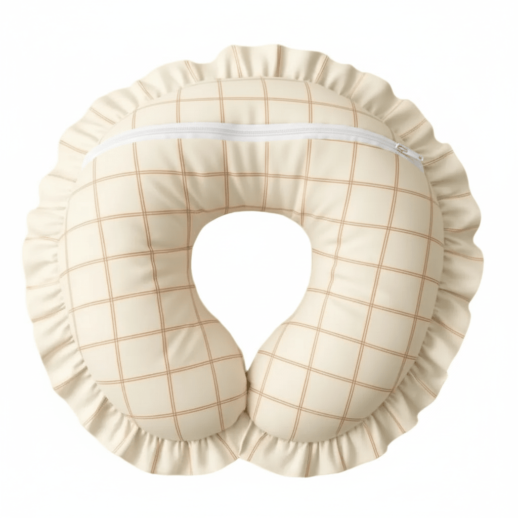 Woven Beige Ruffle Nursing Pillow Cover Boppy Pillow Covers La Vie Bien Woven Beige Ruffle Nursing Pillow Cover