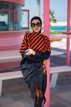 Woven Black Burkini Modest Swimwear M2307 Covered Burkini Swimwear La Vie Bien Woven Black Burkini Modest Swimwear M2307