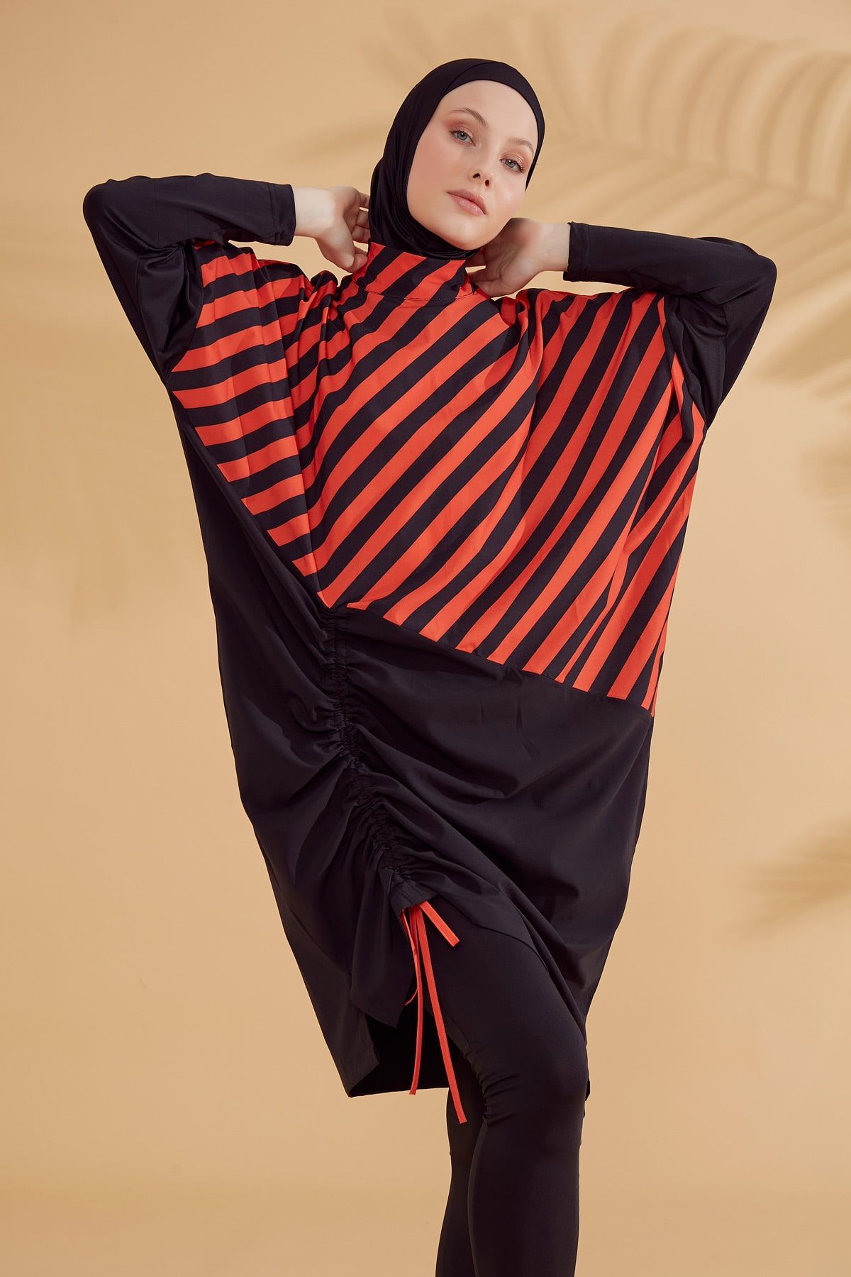 Woven Black Burkini Modest Swimwear M2307 Covered Burkini Swimwear La Vie Bien Woven Black Burkini Modest Swimwear M2307
